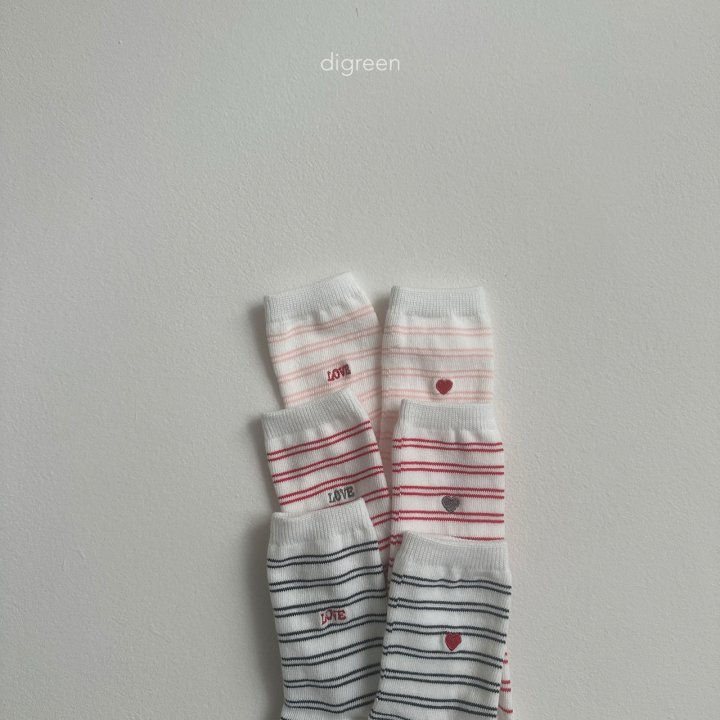 Digreen - Korean Children Fashion - #childofig - Stripe Love Socks
