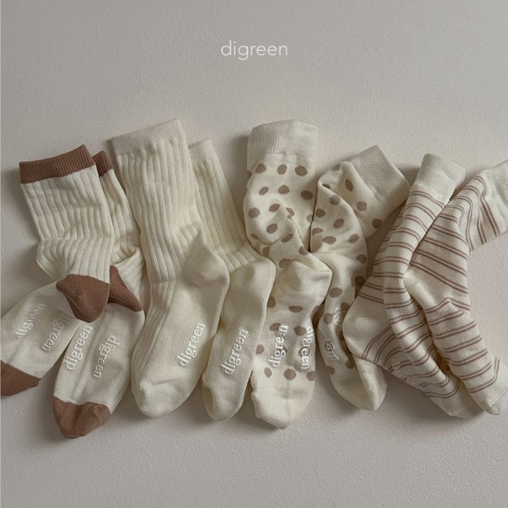 Digreen - Korean Children Fashion - #discoveringself - Together Socks Cream (set of 4)