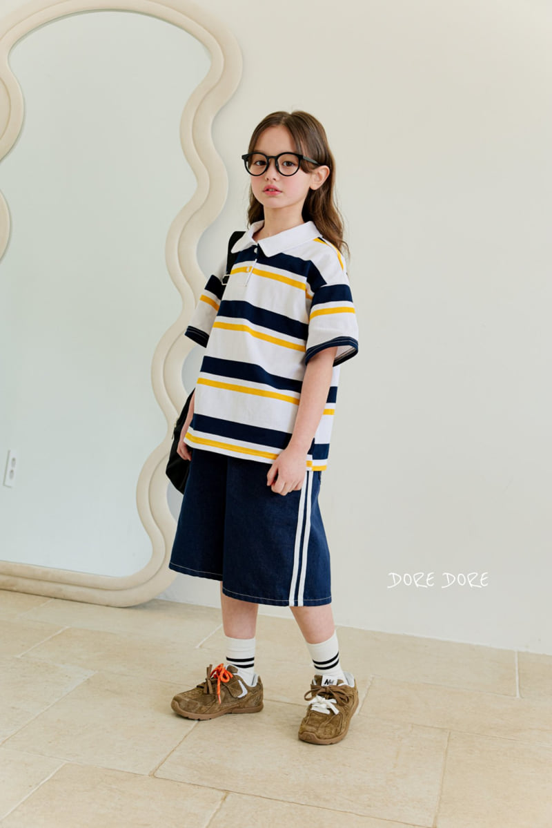 Dore Dore - Korean Children Fashion - #childrensboutique - Kids PK Stripe Collar Tee - 9