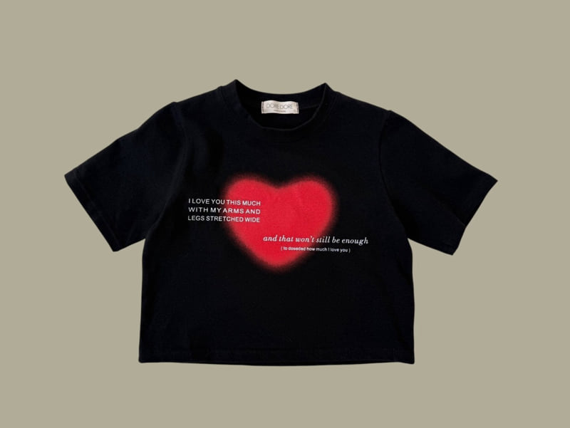 Dore Dore - Korean Children Fashion - #kidsstore - Junior Lettering Heart Crop Tee - 3