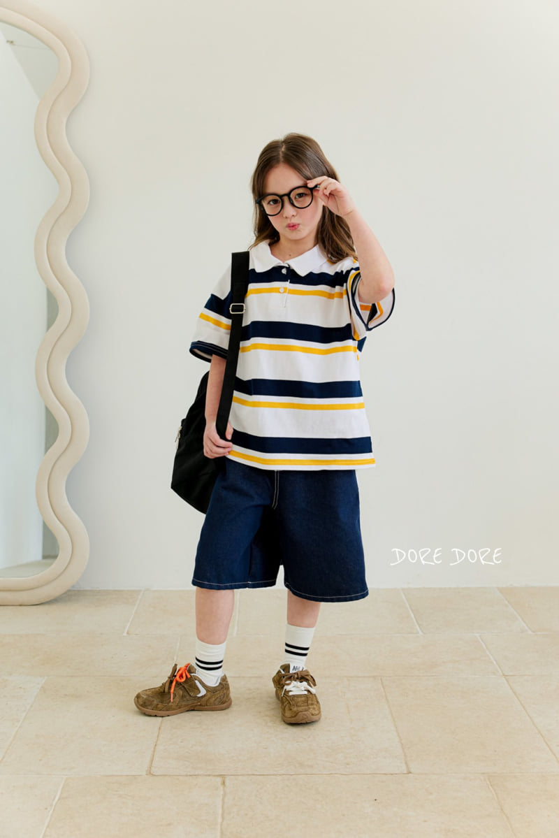 Dore Dore - Korean Children Fashion - #stylishchildhood - Kids PK Stripe Collar Tee - 7