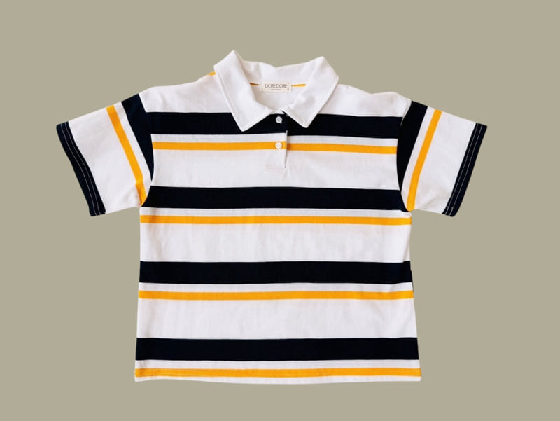 Dore Dore - Korean Children Fashion - #todddlerfashion - Kids PK Stripe Collar Tee - 5