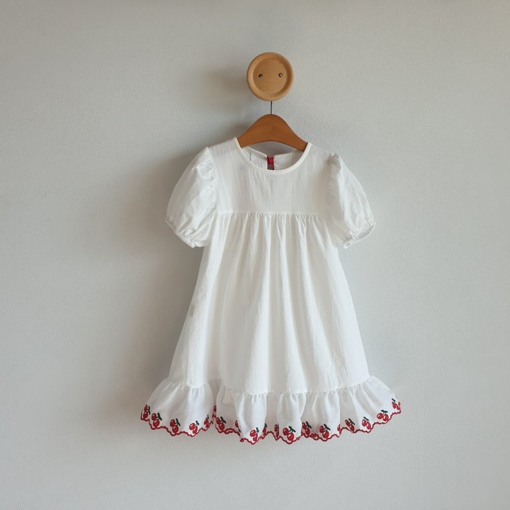 Eclair - Korean Children Fashion - #childofig - Cherry Embroidery One-piece - 5
