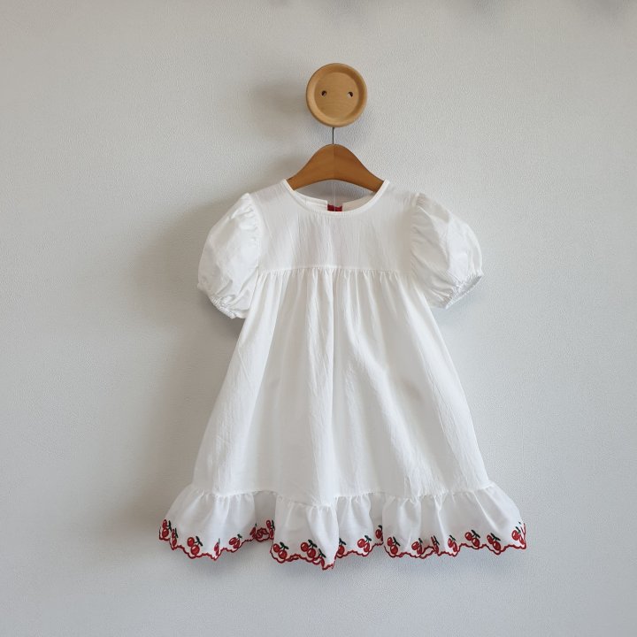 Eclair - Korean Children Fashion - #littlefashionista - Cherry Embroidery One-piece