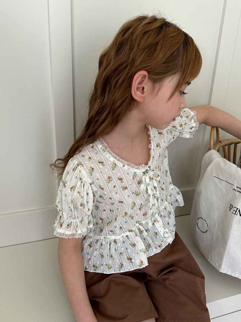 Ellymolly - Korean Children Fashion - #childrensboutique - Flower Eyelet Blouse - 10