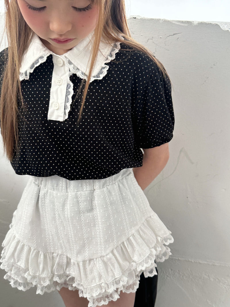 Ellymolly - Korean Children Fashion - #designkidswear - Pretty Lace Collar Tee - 8