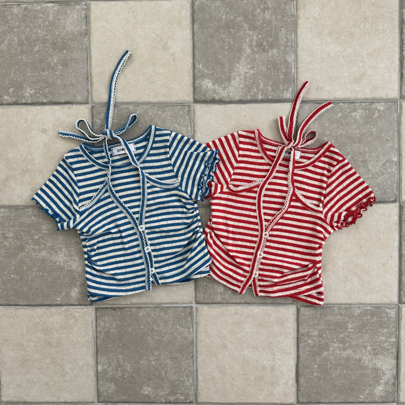 Ellymolly - Korean Children Fashion - #designkidswear - Pinko Shirring Cardigan Tee - 2