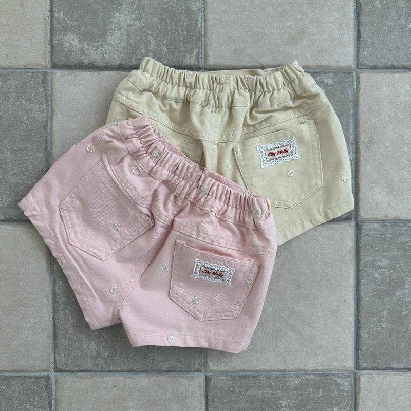 Ellymolly - Korean Children Fashion - #discoveringself - Daisy Embroidery Short Pants - 2