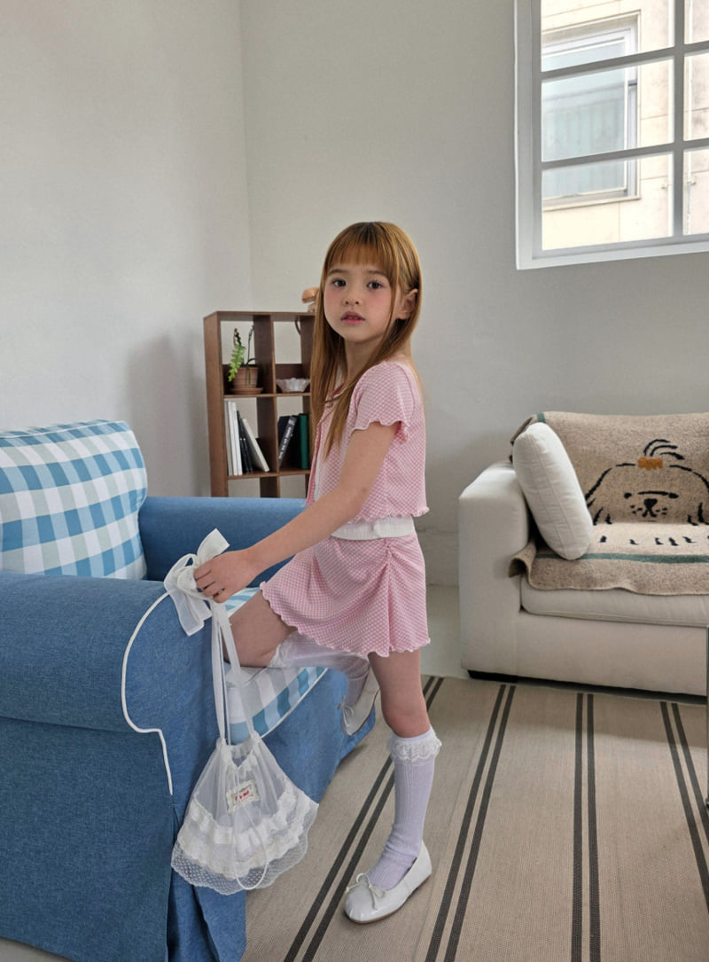 Ellymolly - Korean Children Fashion - #discoveringself - Holly Check Shirring Skirt - 8