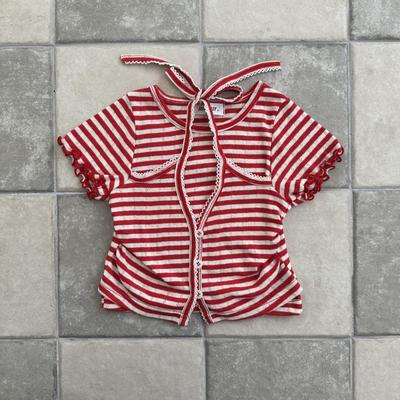 Ellymolly - Korean Children Fashion - #discoveringself - Pinko Shirring Cardigan Tee - 4