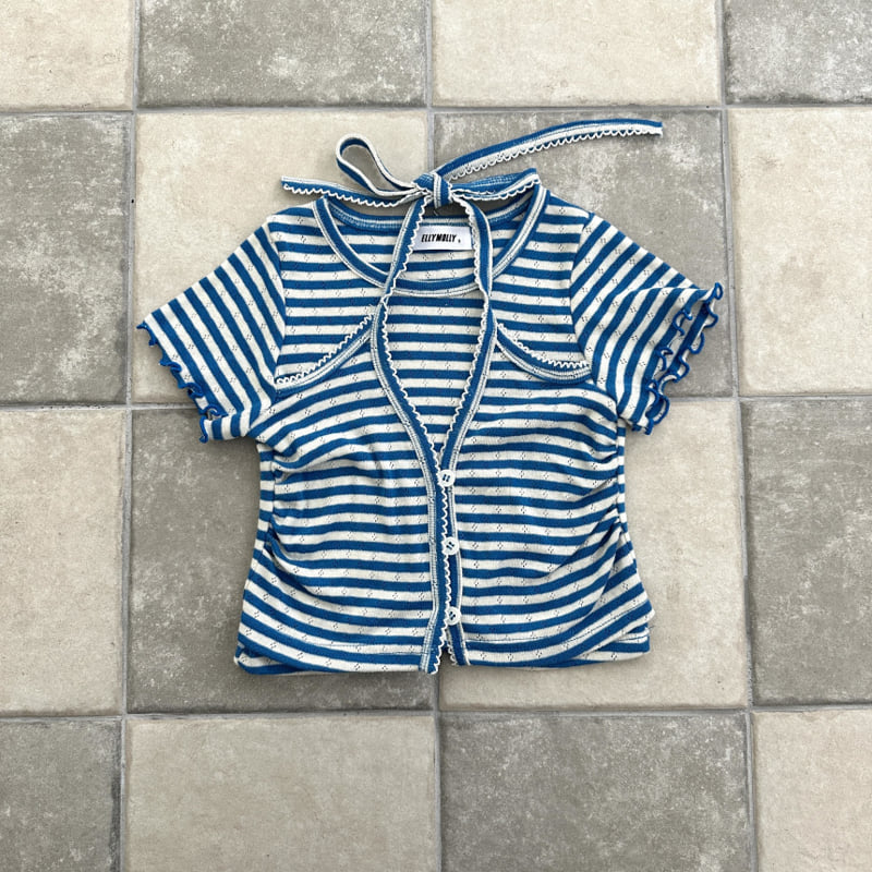 Ellymolly - Korean Children Fashion - #kidsshorts - Pinko Shirring Cardigan Tee - 5