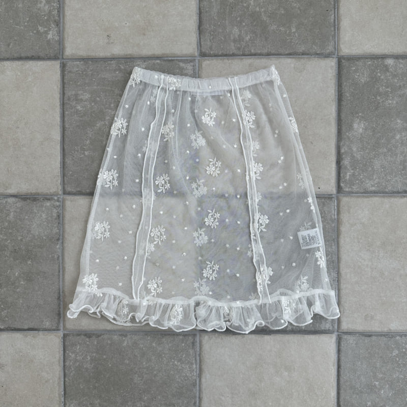 Ellymolly - Korean Children Fashion - #kidsshorts - Blossom See-through Skirt