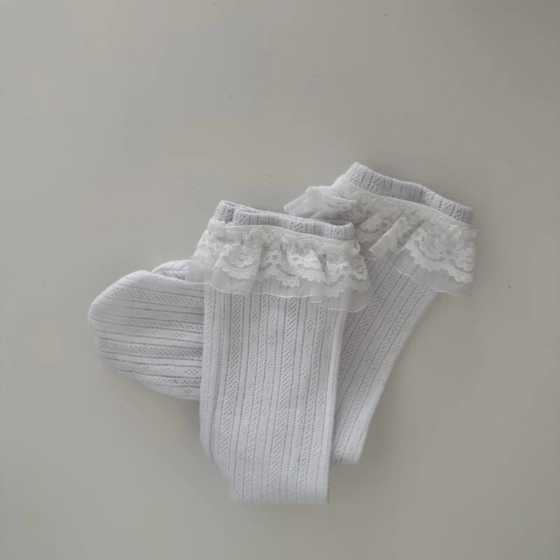 Ellymolly - Korean Children Fashion - #kidsshorts - Eyelet Lace Socks - 3