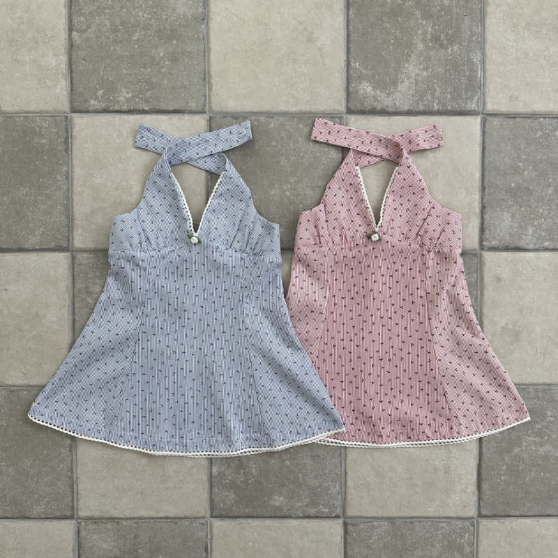 Ellymolly - Korean Children Fashion - #kidsstore - Cherry Halter One-Piece