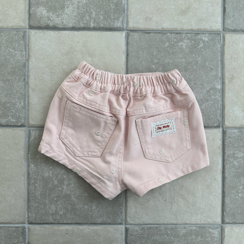 Ellymolly - Korean Children Fashion - #kidsstore - Daisy Embroidery Short Pants - 5