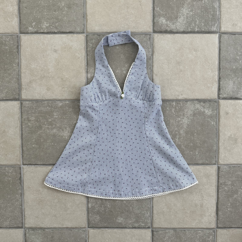 Ellymolly - Korean Children Fashion - #kidzfashiontrend - Cherry Halter One-Piece - 2