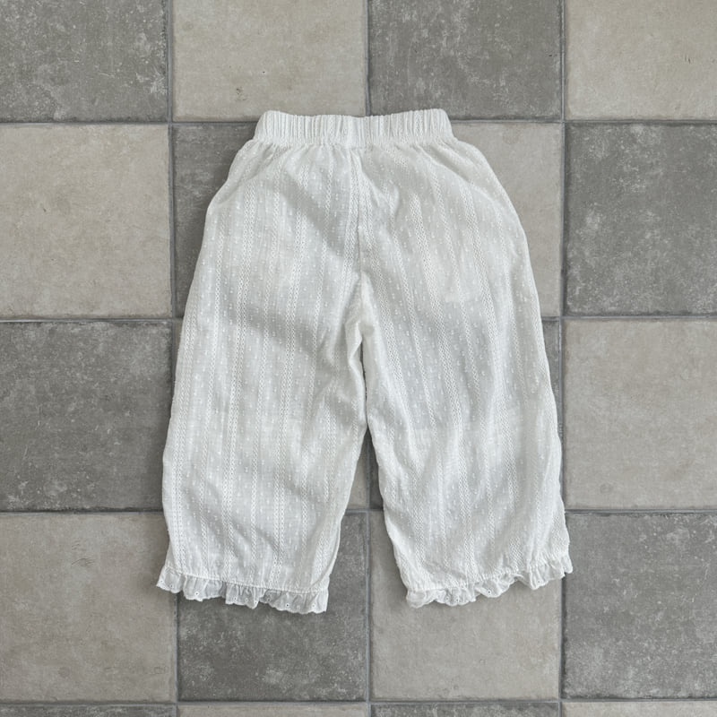 Ellymolly - Korean Children Fashion - #littlefashionista - Natural Pintuck Frill Pants - 2