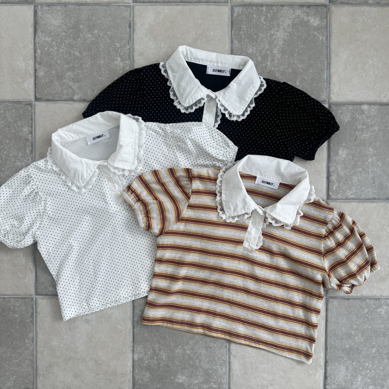 Ellymolly - Korean Children Fashion - #littlefashionista - Pretty Lace Collar Tee