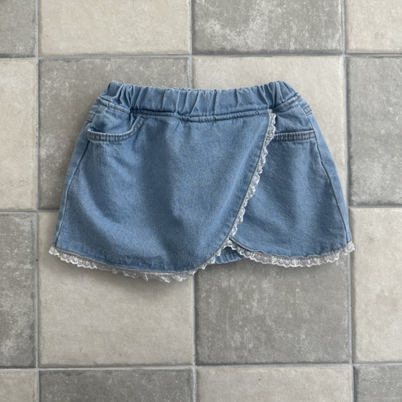 Ellymolly - Korean Children Fashion - #littlefashionista - Nana Wrap Denim Skirt