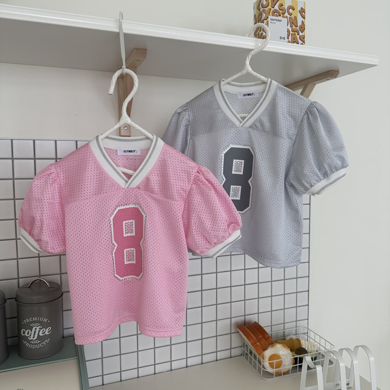 Ellymolly - Korean Children Fashion - #minifashionista - Mesh Puff V-Neck Tee - 2