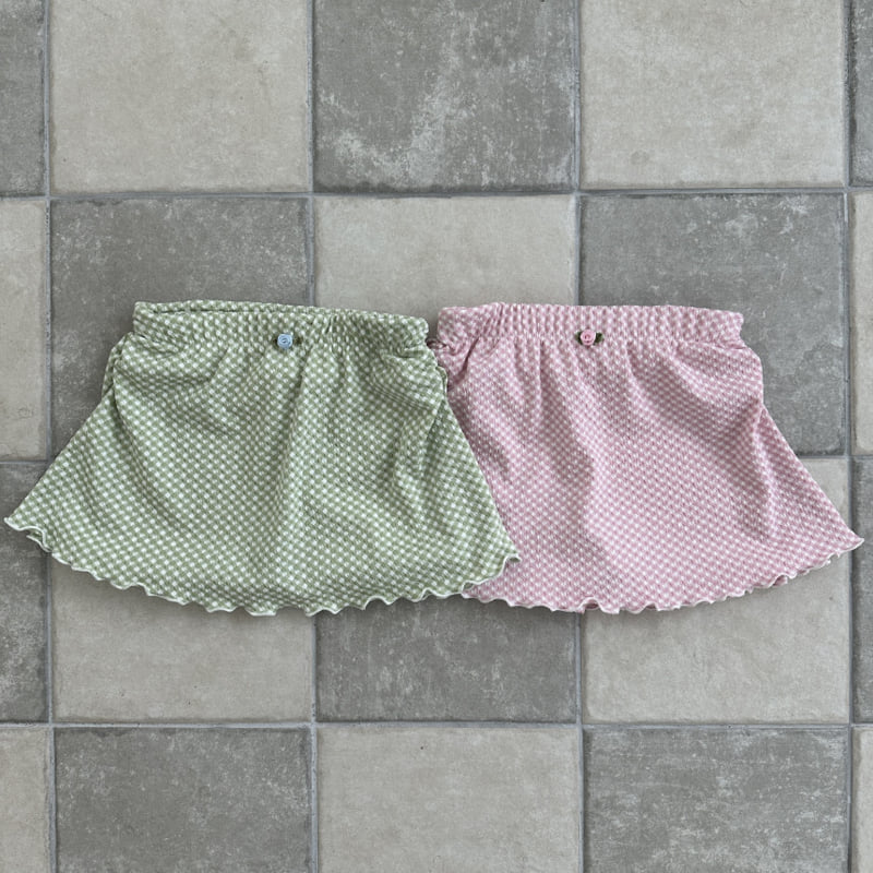 Ellymolly - Korean Children Fashion - #prettylittlegirls - Holly Check Shirring Skirt - 3