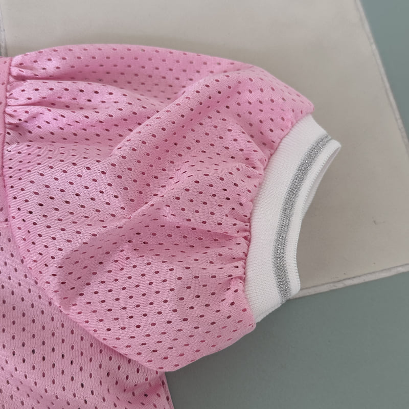 Ellymolly - Korean Children Fashion - #stylishchildhood - Mesh Puff V-Neck Tee - 6