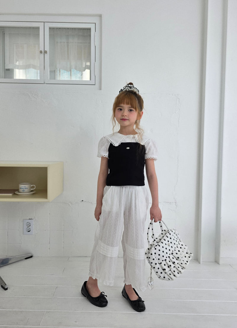 Ellymolly - Korean Children Fashion - #todddlerfashion - Natural Pintuck Frill Pants - 6