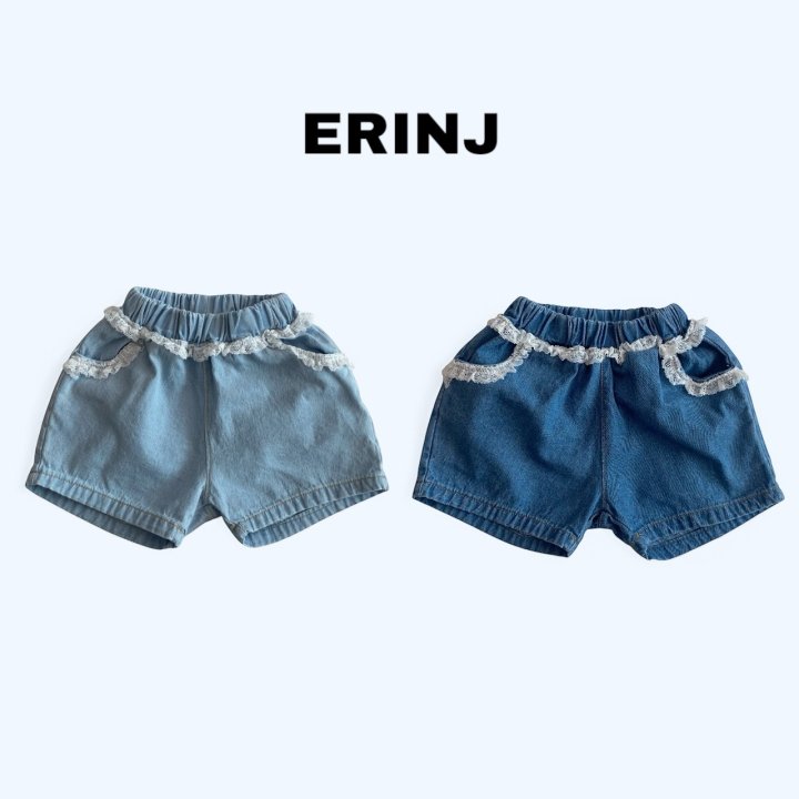 Erin J - Korean Children Fashion - #kidsshorts - Lace Denim Shorts