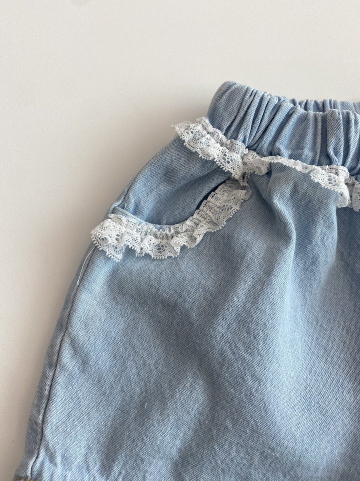 Erin J - Korean Children Fashion - #littlefashionista - Lace Denim Shorts - 5
