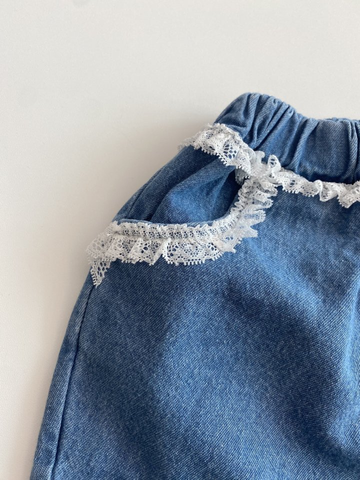 Erin J - Korean Children Fashion - #magicofchildhood - Lace Denim Shorts - 6