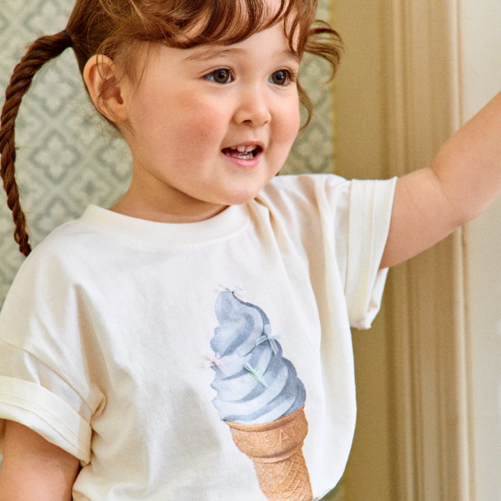 Firstblue - Korean Children Fashion - #Kfashion4kids - Ribbon Ice Cream Tee