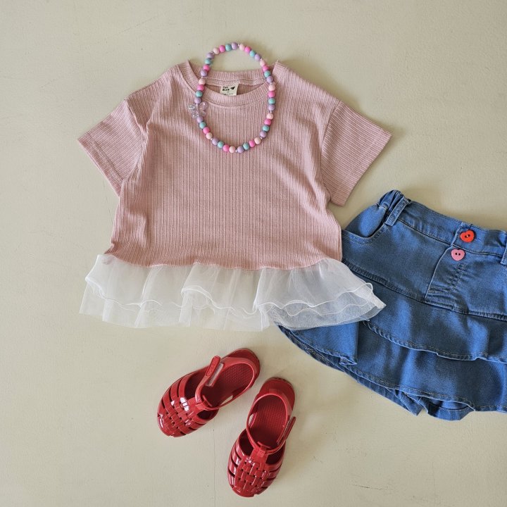 Firstblue - Korean Children Fashion - #Kfashion4kids - Mesh Frill Tee - 10