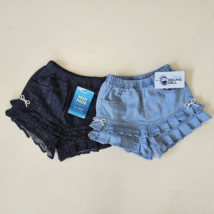 Firstblue - Korean Children Fashion - #Kfashion4kids - Frill Denim Shorts