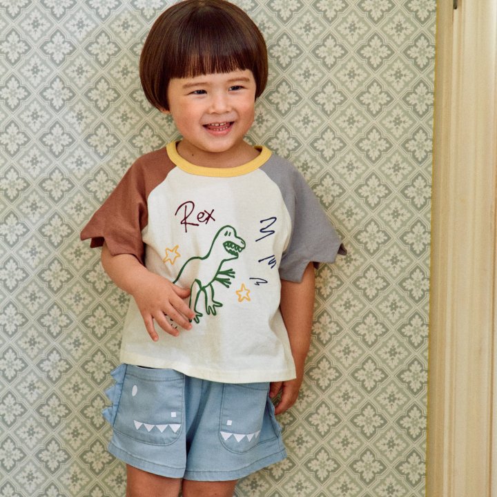 Firstblue - Korean Children Fashion - #childofig - Dino Raglan Tee - 4