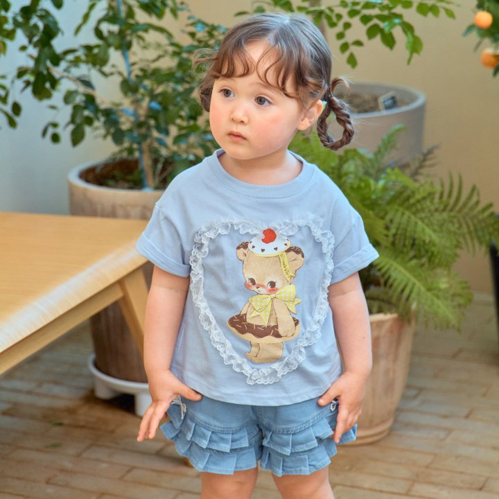 Firstblue - Korean Children Fashion - #childofig - Lace Heart Print Tee - 2