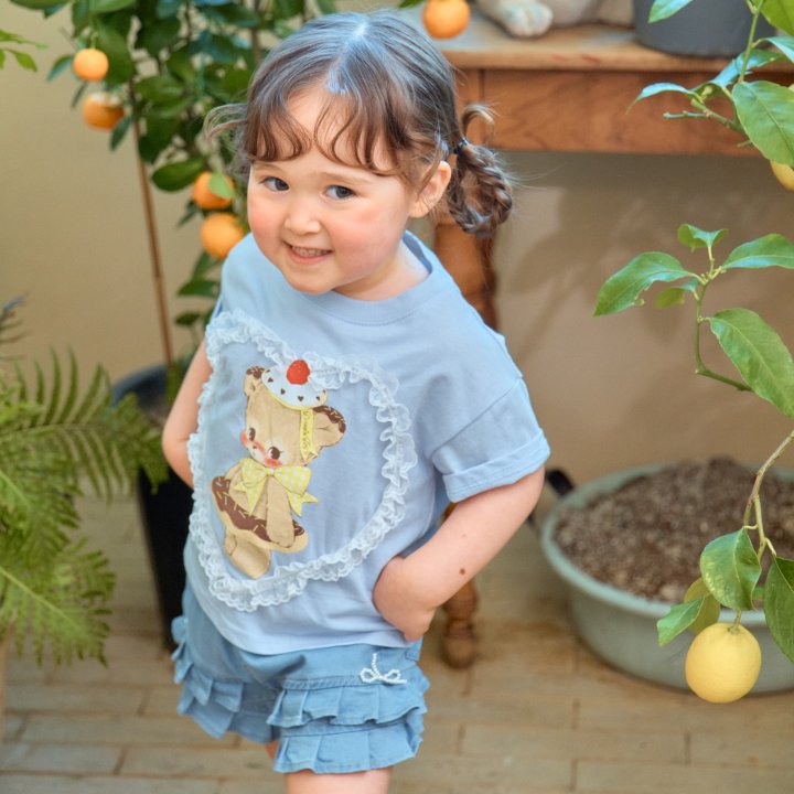 Firstblue - Korean Children Fashion - #childofig - Lace Heart Print Tee - 4