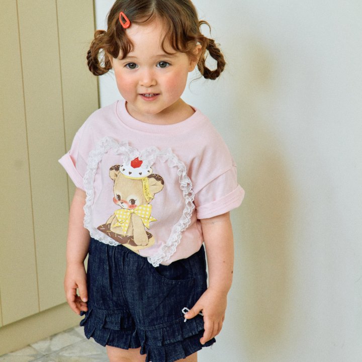 Firstblue - Korean Children Fashion - #designkidswear - Lace Heart Print Tee - 5