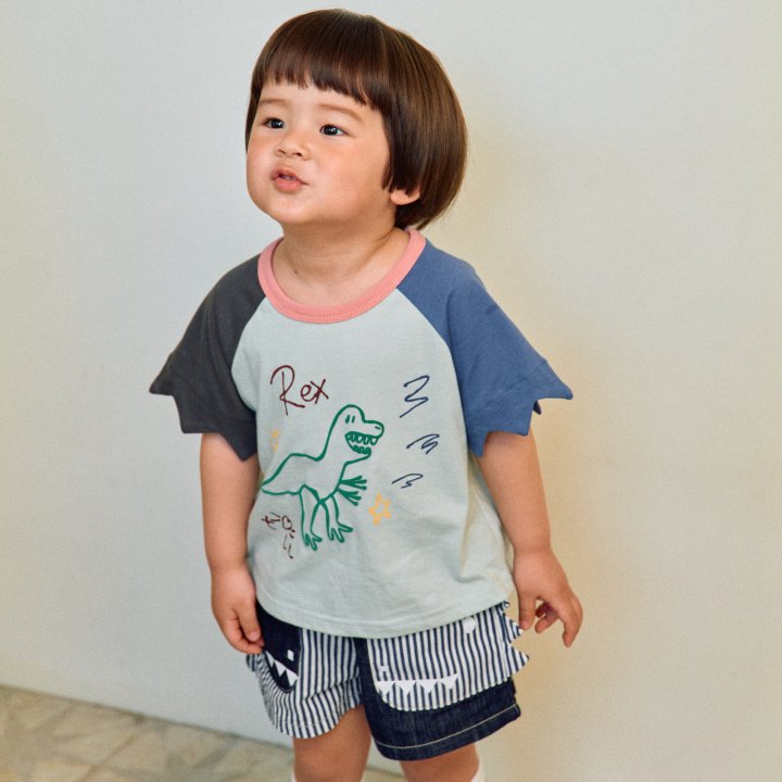 Firstblue - Korean Children Fashion - #discoveringself - Dino Raglan Tee - 7