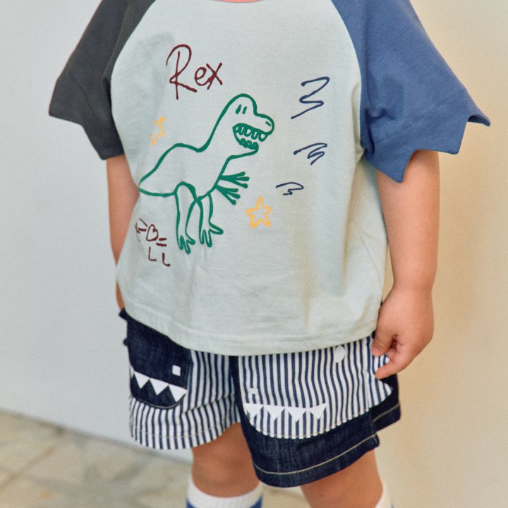 Firstblue - Korean Children Fashion - #fashionkids - Dino Raglan Tee - 8