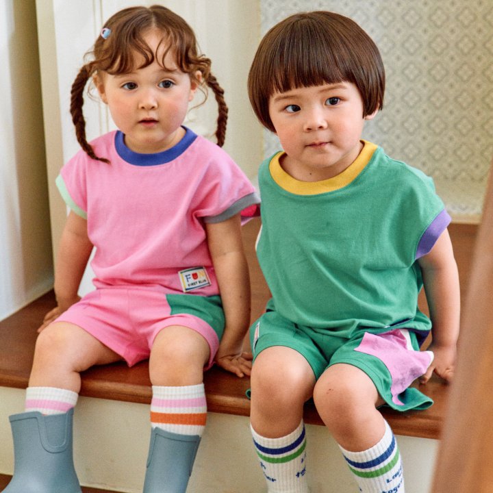 Firstblue - Korean Children Fashion - #kidsshorts - Crayon Color Tee