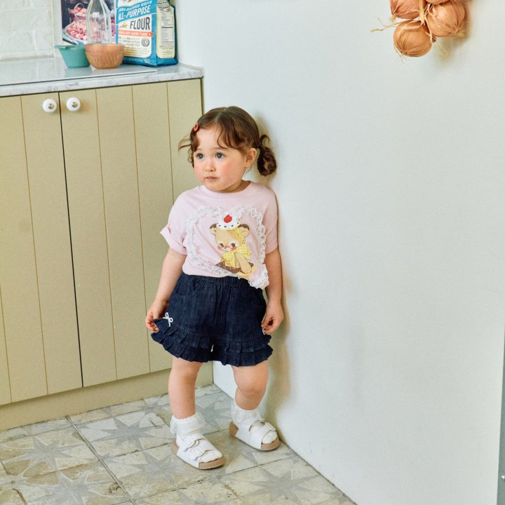 Firstblue - Korean Children Fashion - #kidsshorts - Lace Heart Print Tee - 8