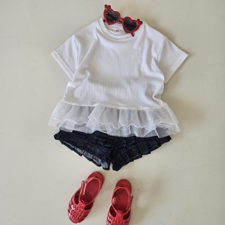 Firstblue - Korean Children Fashion - #kidzfashiontrend - Mesh Frill Tee - 9