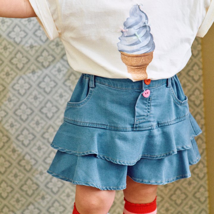 Firstblue - Korean Children Fashion - #littlefashionista - Cancan Denim Skirt - 3