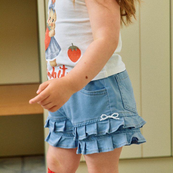 Firstblue - Korean Children Fashion - #littlefashionista - Frill Denim Shorts - 2