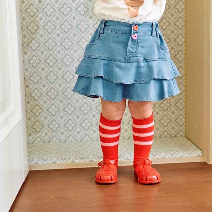 Firstblue - Korean Children Fashion - #littlefashionista - Cancan Denim Skirt - 4