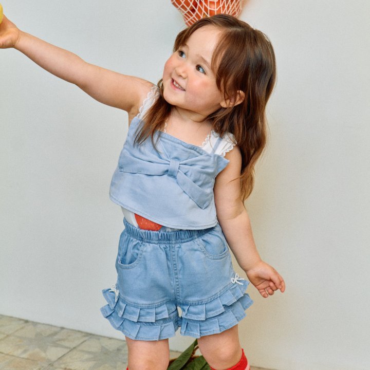 Firstblue - Korean Children Fashion - #magicofchildhood - Frill Denim Shorts - 3