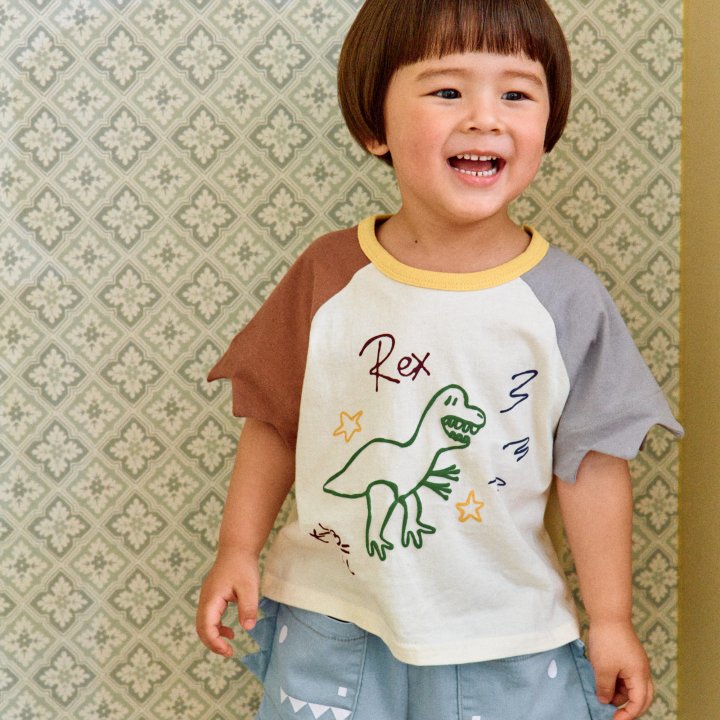Firstblue - Korean Children Fashion - #minifashionista - Dino Raglan Tee