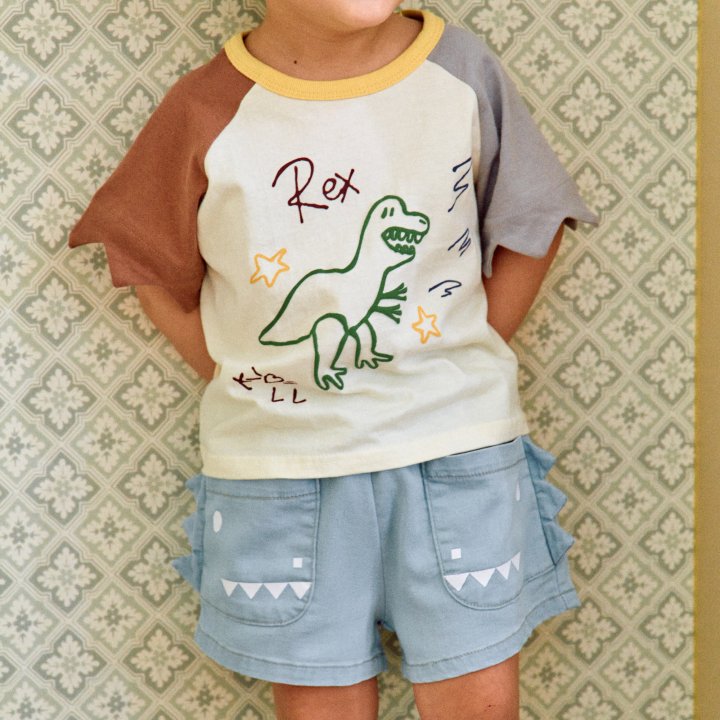 Firstblue - Korean Children Fashion - #minifashionista - Tyranno Denim Shorts - 6