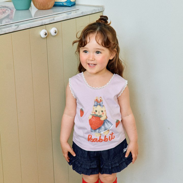 Firstblue - Korean Children Fashion - #prettylittlegirls - Rabbit Lace Sleeveless Tee - 6