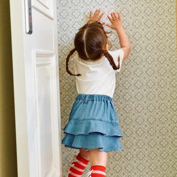 Firstblue - Korean Children Fashion - #prettylittlegirls - Cancan Denim Skirt - 6